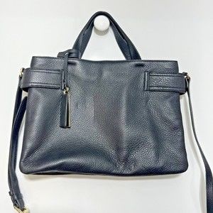 Vince Camuto Lea Leather Satchel Handbag Top Handle Pebble Zip Crossbody